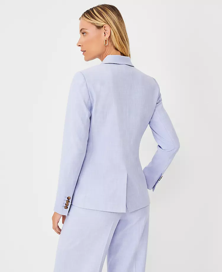 Women's Tailored Notched Blazer in Textured Cross Weave 2 Women's Tailored Notched Blazer in Textured Cross Weave - Image 2