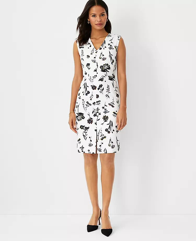 Floral Double V Sheath Dress 1 Floral Double V Sheath Dress