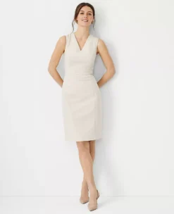 The Seamed V-Neck Sheath Dress In Stretch Cotton