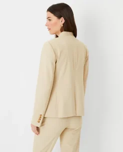 The Cutaway Blazer In Bi-Stretch Toasted Oat -Ann Taylor Store 603952 7879 ALT1