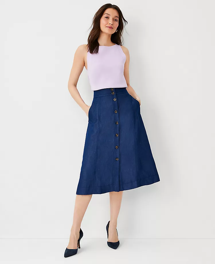 Button Front Midi Skirt 3 Button Front Midi Skirt - Image 3