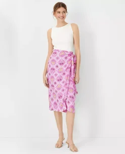 Tile Print Sarong-Inspired Wrap Pencil Skirt with Tie Waist 6 Tile Print Sarong-Inspired Wrap Pencil Skirt with Tie Waist -Ann Taylor Store 604057 8581 ALT2