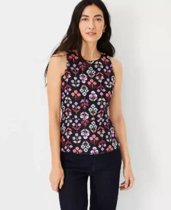 Floral Linen Blend Peplum Halter Shell 5 Floral Linen Blend Peplum Halter Shell -Ann Taylor Store 604220 1362 ALT2