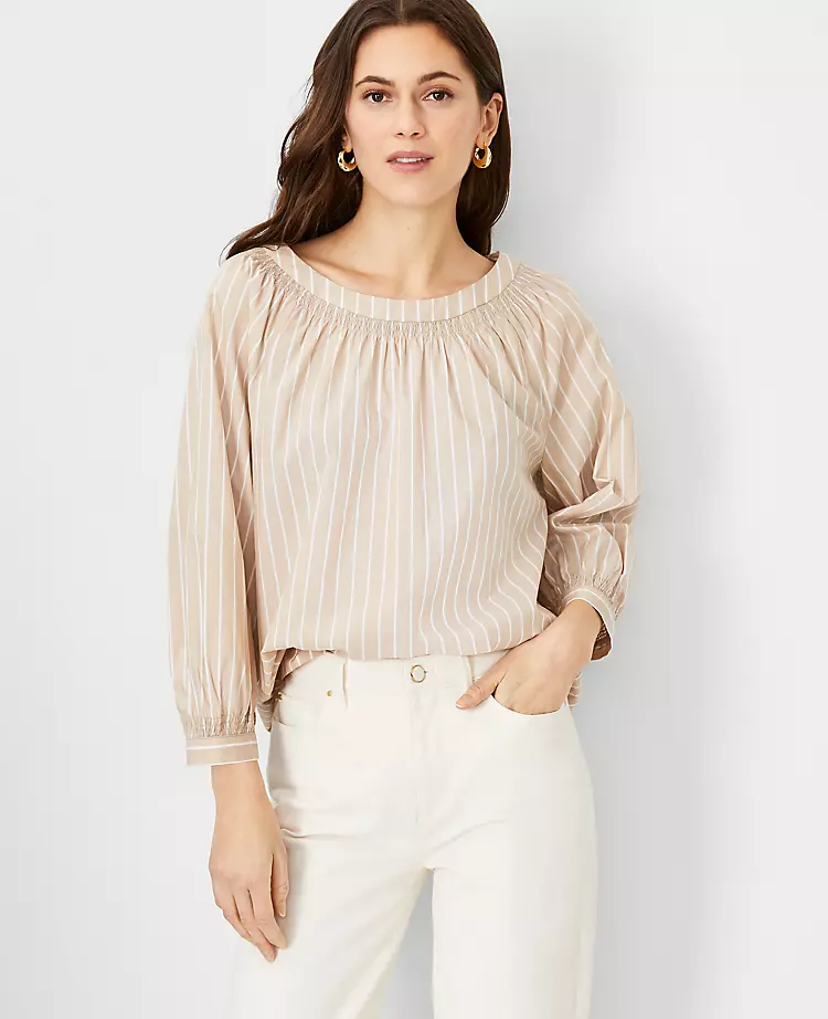 Stripe Smocked Boatneck Top 3 Stripe Smocked Boatneck Top - Image 3