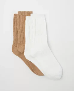 Ultra-Soft Cable Knit Cozy Sock Set - Pack of 2