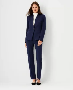 Petite Straight Leg Tailored Pants in Double Knit Sapphire