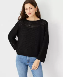 Mesh Stitch Relaxed Sweater 5 Mesh Stitch Relaxed Sweater -Ann Taylor Store 604714 2222 ALT2