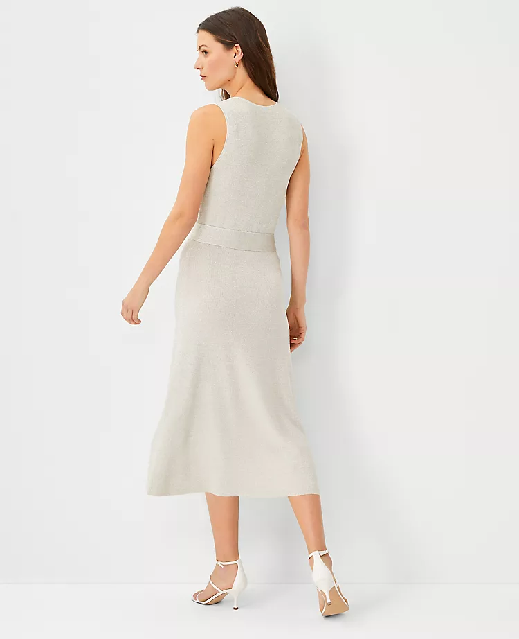 Shimmer Belted V-Neck Sweater Dress 2 Shimmer Belted V-Neck Sweater Dress - Image 2