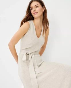 Shimmer Belted V-Neck Sweater Dress 6 Shimmer Belted V-Neck Sweater Dress -Ann Taylor Store 604843 9192 ALT2