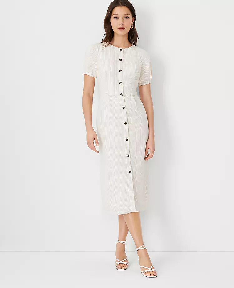 Striped Balloon Sleeve Dress 1 Striped Balloon Sleeve Dress