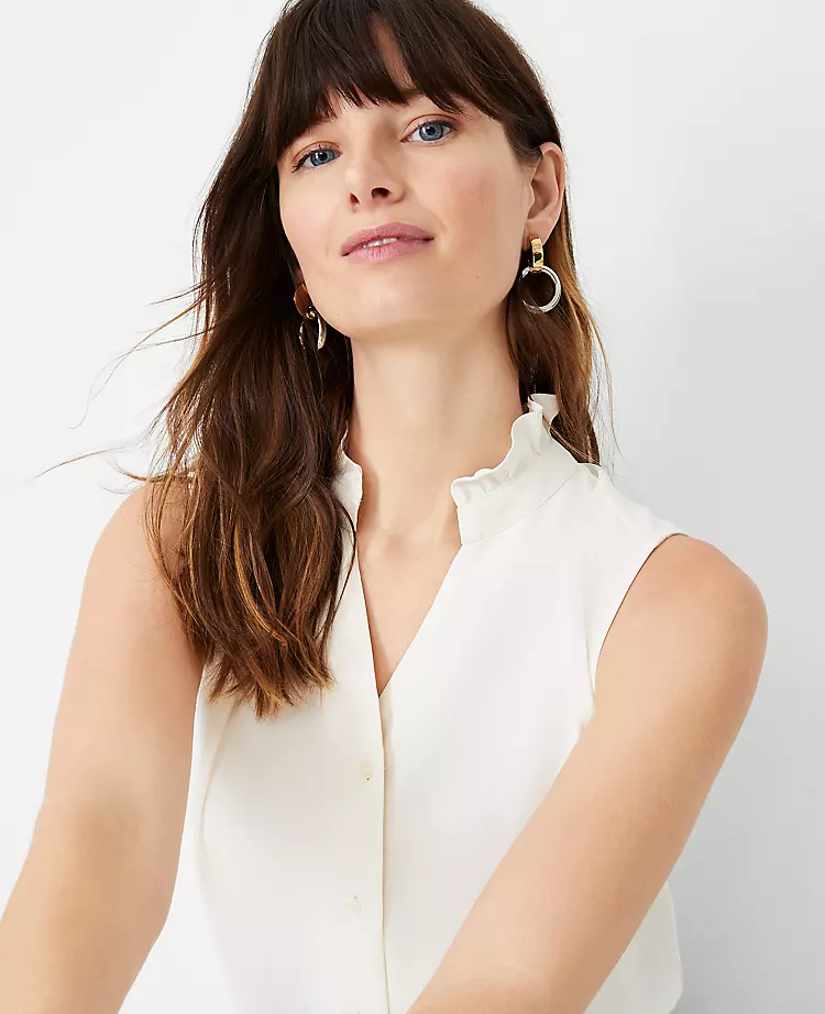 Sleeveless Ruffle Button Top 1 Sleeveless Ruffle Button Top