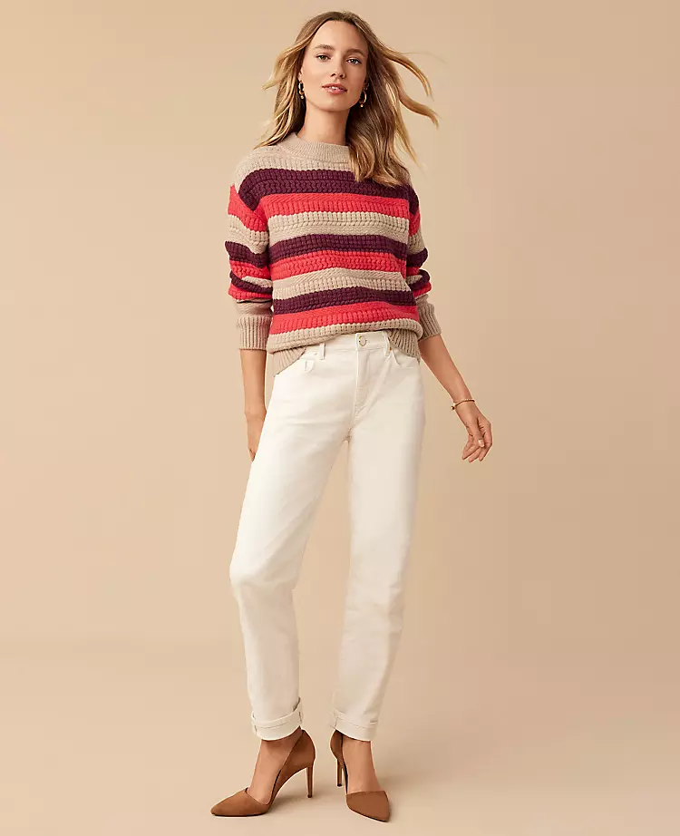 Petite Mid Rise Sculpting Tapered Jeans in Ivory 3 Petite Mid Rise Sculpting Tapered Jeans in Ivory - Image 3