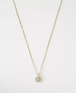 Pave Crystal Interlocked Hoop Pendant Necklace with Adjustable Chain