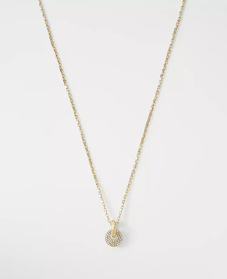 Pave Crystal Interlocked Hoop Pendant Necklace with Adjustable Chain 1 Pave Crystal Interlocked Hoop Pendant Necklace with Adjustable Chain