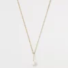 Pearlized Pave Bar Pendant Necklace with 24-Inch Adjustable Chain