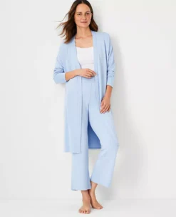 Soft Heathered Wide Leg Lounge Pants with Elastic Waist 5 Soft Heathered Wide Leg Lounge Pants with Elastic Waist -Ann Taylor Store 606256 018571 ALT2