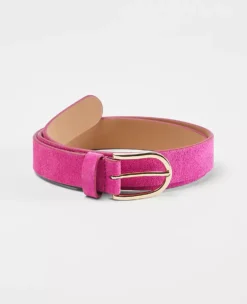 Premium Suede Belt with Elegant Brushed Metal Oval Buckle