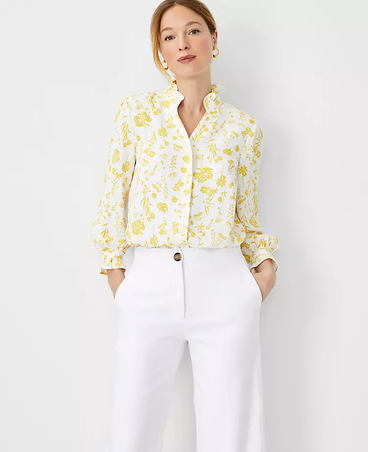 Floral Ruffle Button Top 3 Floral Ruffle Button Top - Image 3