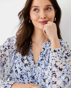 Floral Ruffled Raglan Sleeve Top -Ann Taylor Store 606818 4169 ALT2