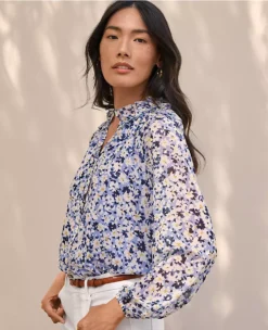 Floral Ruffled Raglan Sleeve Top -Ann Taylor Store 606818 4169 MKTG1