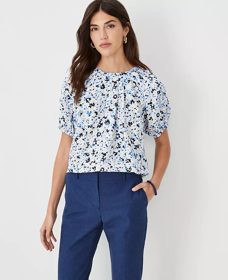 Floral Pleat Neck Top 1 Floral Pleat Neck Top