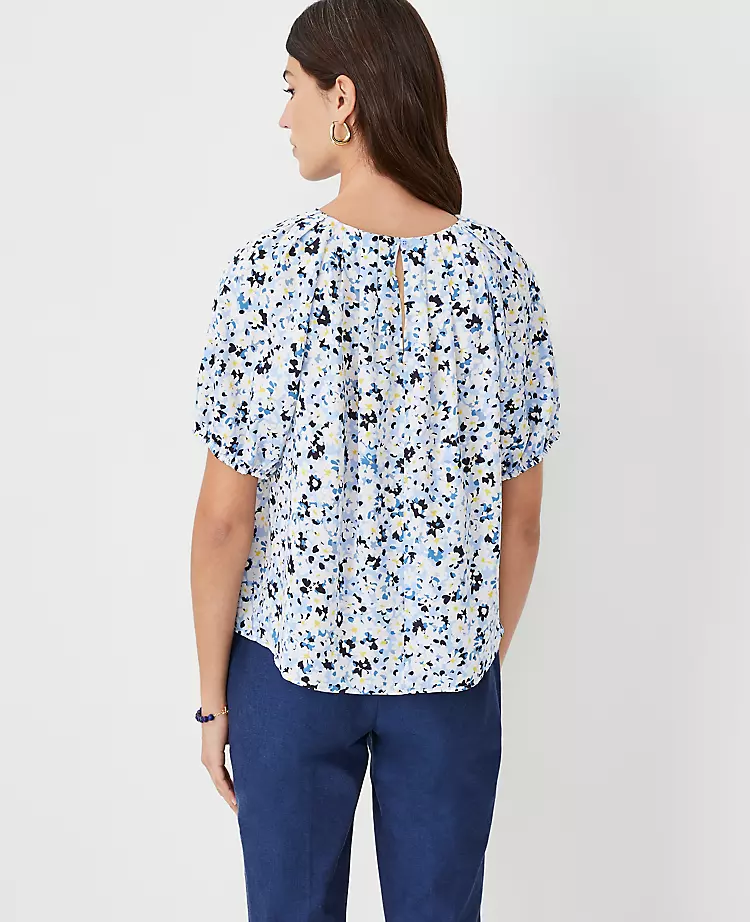 Floral Pleat Neck Top 2 Floral Pleat Neck Top - Image 2