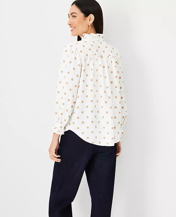 Polka Dot Ruffle Button Top 2 Polka Dot Ruffle Button Top - Image 2
