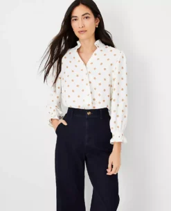 Polka Dot Ruffle Button Top 5 Polka Dot Ruffle Button Top -Ann Taylor Store 606831 9192 ALT2
