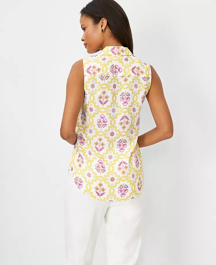 Tile Print Sleeveless Essential Shirt 2 Tile Print Sleeveless Essential Shirt - Image 2