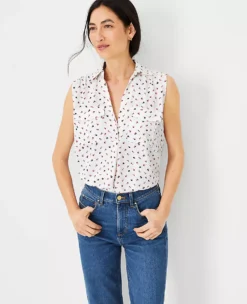 Floral Sleeveless Camp Shirt -Ann Taylor Store 606838 9192 ALT2