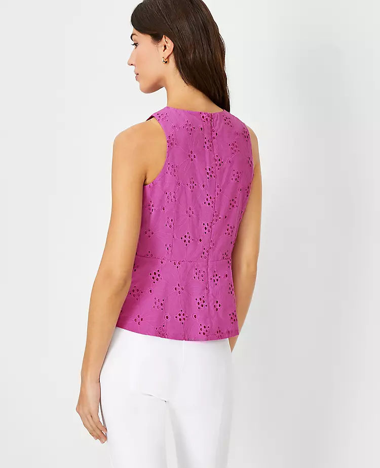 Eyelet Peplum Halter Shell 2 Eyelet Peplum Halter Shell - Image 2