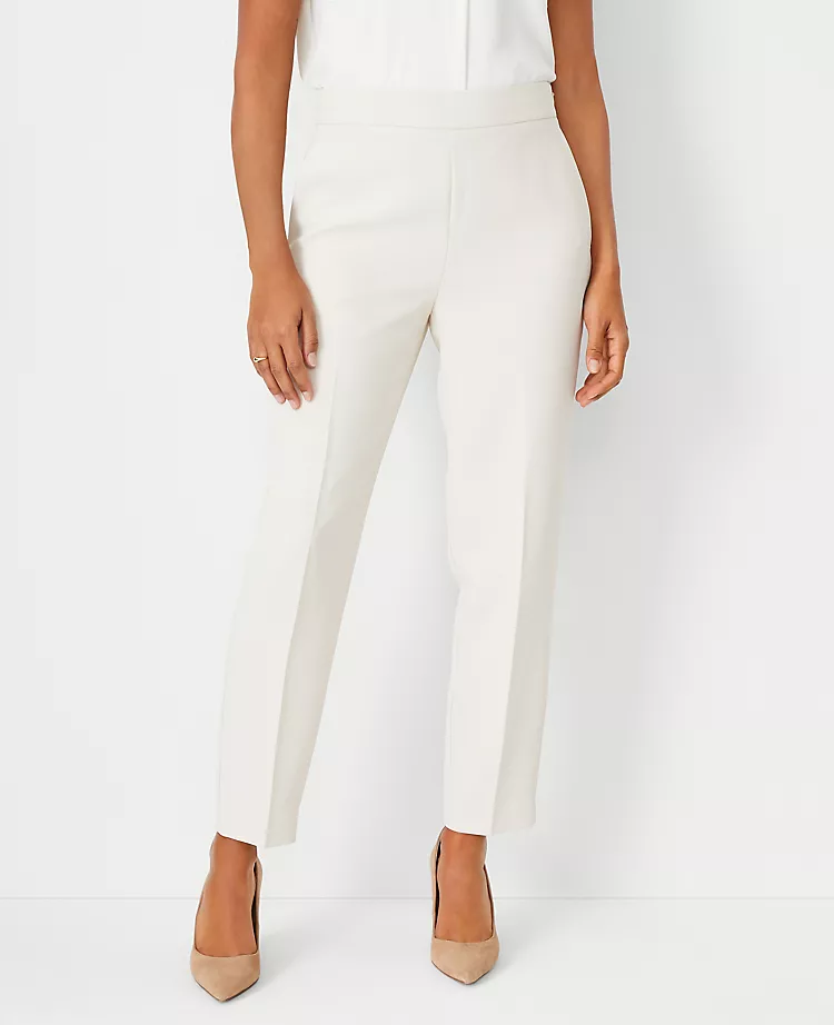 The Side Zip Ankle Pant In Fluid Crepe Ivory Whisper 1 The Side Zip Ankle Pant In Fluid Crepe Ivory Whisper