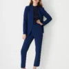 Women's Slim Fit Fluid Crepe Side Zip Ankle Pants in Pure Sapphire