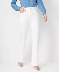 White Sculpting Mid Rise Boot Cut Jeans with Performance Stretch