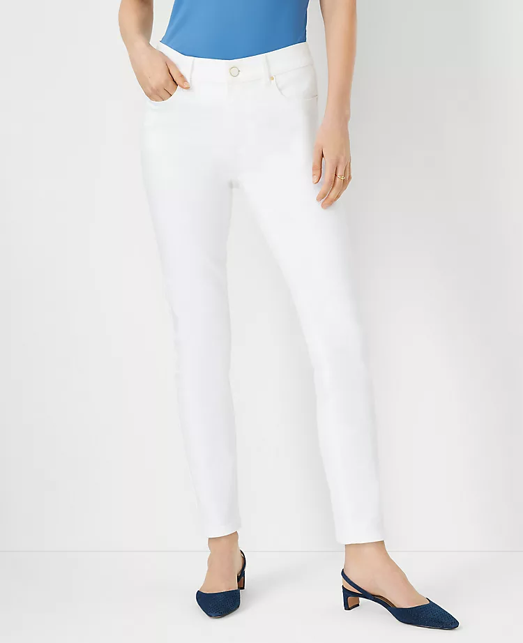 Sculpting Pocket Mid Rise Skinny Jeans in Crisp White 1 Sculpting Pocket Mid Rise Skinny Jeans in Crisp White