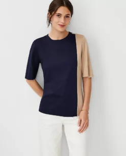 Colorblock Elbow Sleeve Top