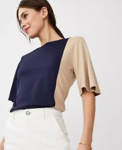 Colorblock Elbow Sleeve Top -Ann Taylor Store 606950 1362 ALT2