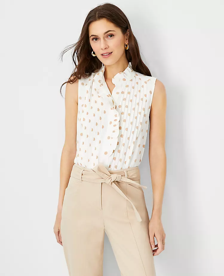 Polka Dot Ruffle Pintucked Popover Shell 1 Polka Dot Ruffle Pintucked Popover Shell