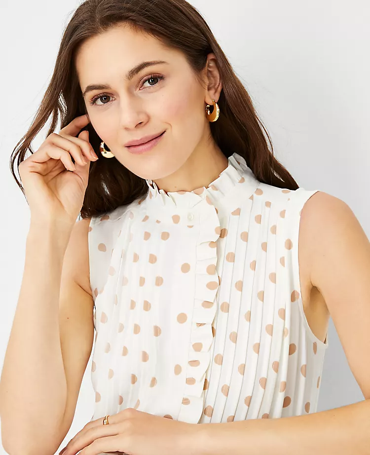 Polka Dot Ruffle Pintucked Popover Shell 3 Polka Dot Ruffle Pintucked Popover Shell - Image 3