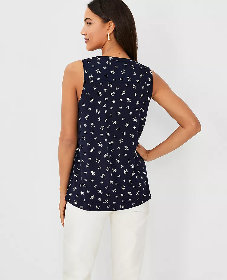 Floral Draped Mixed Media Shell 2 Floral Draped Mixed Media Shell - Image 2