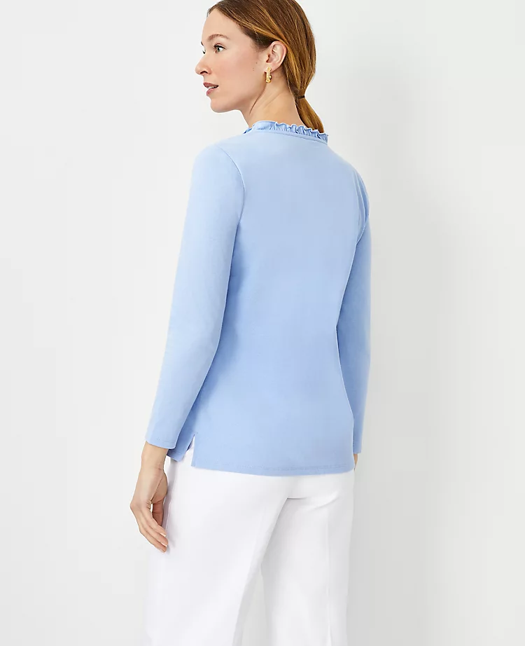 Ruffle Neck Button Top 2 Ruffle Neck Button Top - Image 2