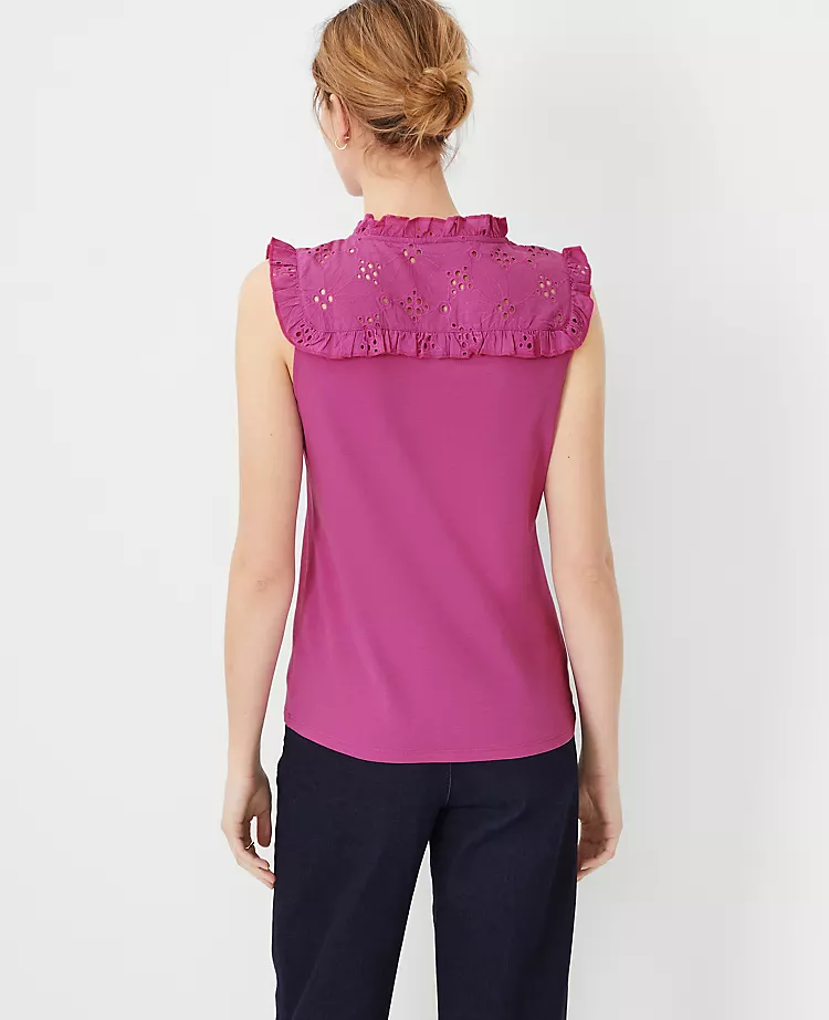 Eyelet Yoke Pima Cotton Shell 2 Eyelet Yoke Pima Cotton Shell - Image 2