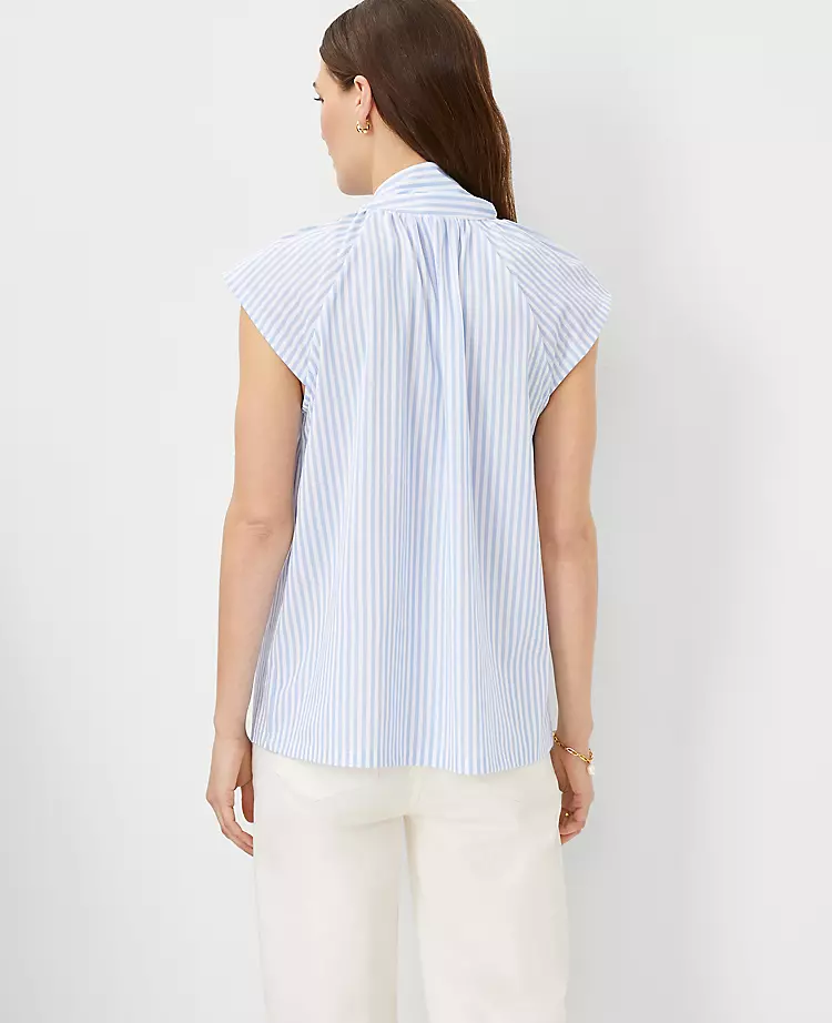 Striped Tie Mock Neck Top 2 Striped Tie Mock Neck Top - Image 2