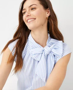 Striped Tie Mock Neck Top 6 Striped Tie Mock Neck Top -Ann Taylor Store 607201 4169 ALT2