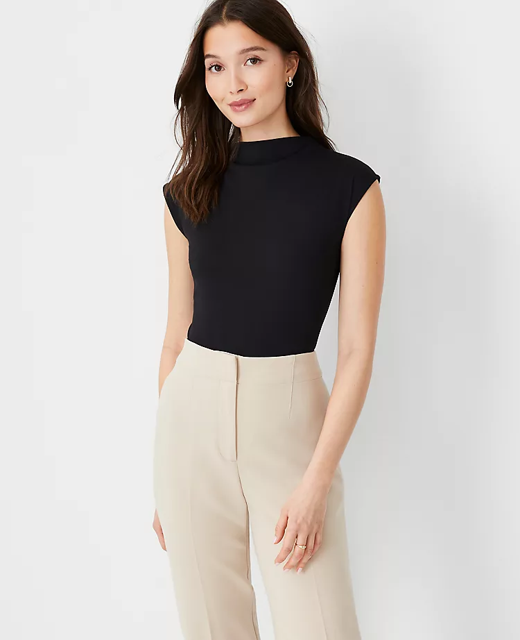 Refined Stretch Mock Neck Top 1 Refined Stretch Mock Neck Top