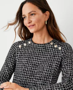 Plaid Shoulder Button Shift Dress -Ann Taylor Store 607268 2222 ALT2