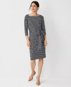 Plaid Refined Stretch Tie Waist Dress