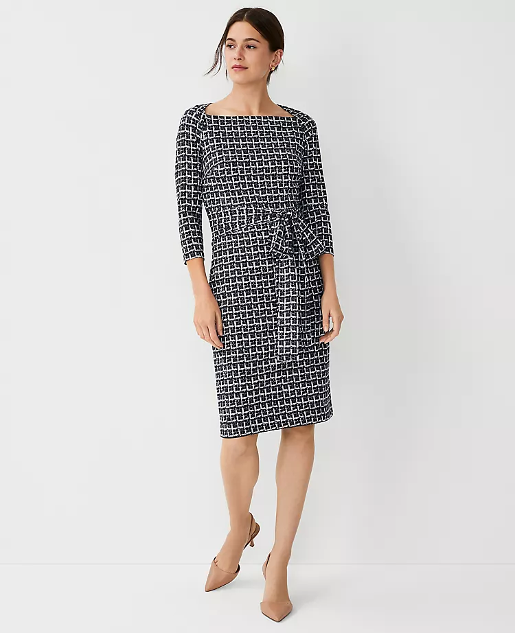 Plaid Refined Stretch Tie Waist Dress 1 Plaid Refined Stretch Tie Waist Dress