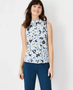 Floral Mock Neck Sweater Shell