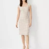 Gingham Tweed Scoop Neck Sheath Dress